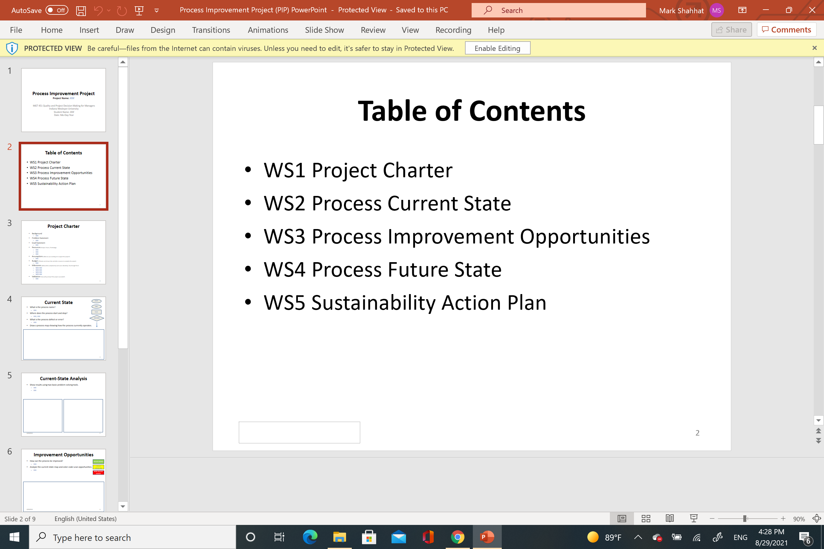 AutoSave . Off Process Improvement Project (PIP)