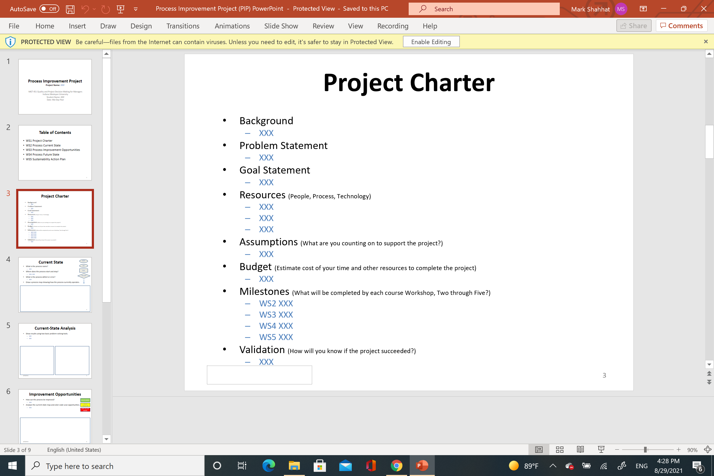 AutoSave . Off Process Improvement Project (PIP)