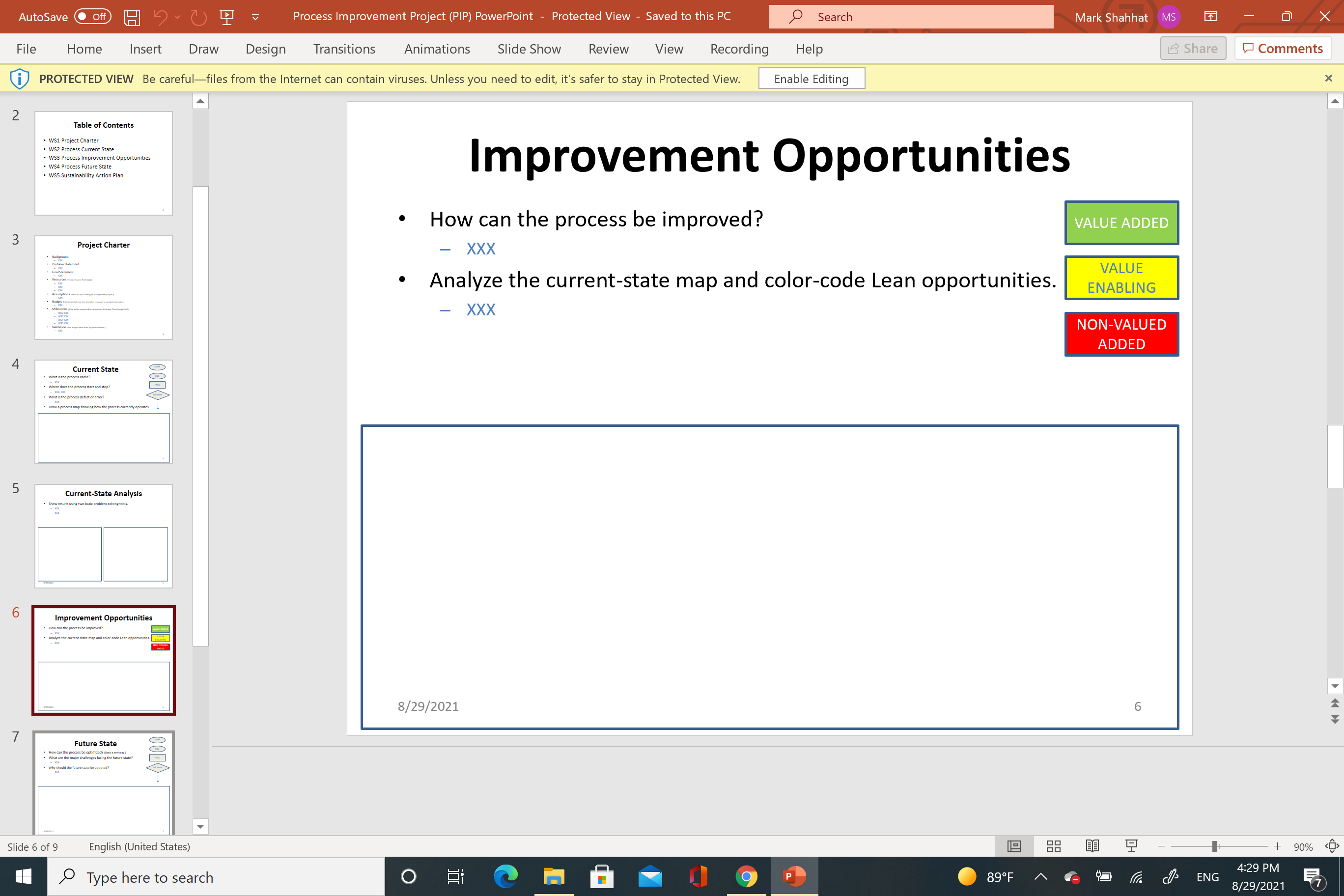 AutoSave . Off Process Improvement Project (PIP)