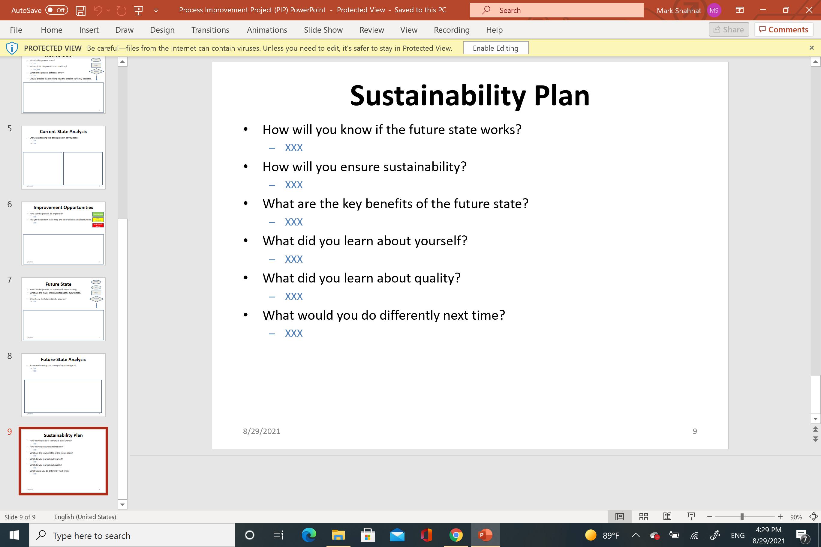 AutoSave . Off Process Improvement Project (PIP)