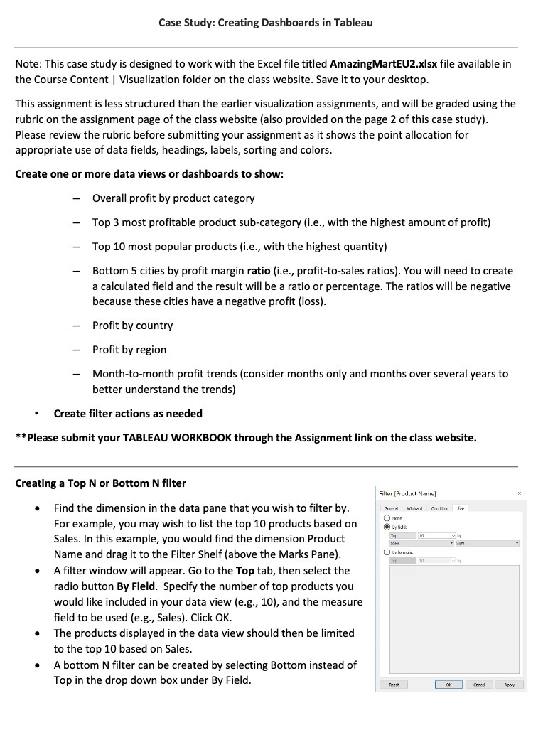 Case Study: Creating Dashboards in Tableau Note:
