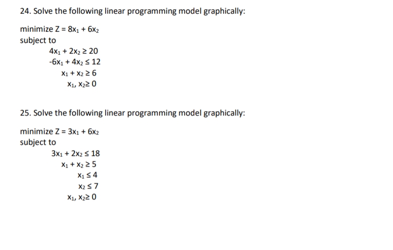 Please solve this in excel. graphical solution