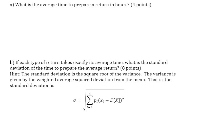 a] What is the average time to prepare a return