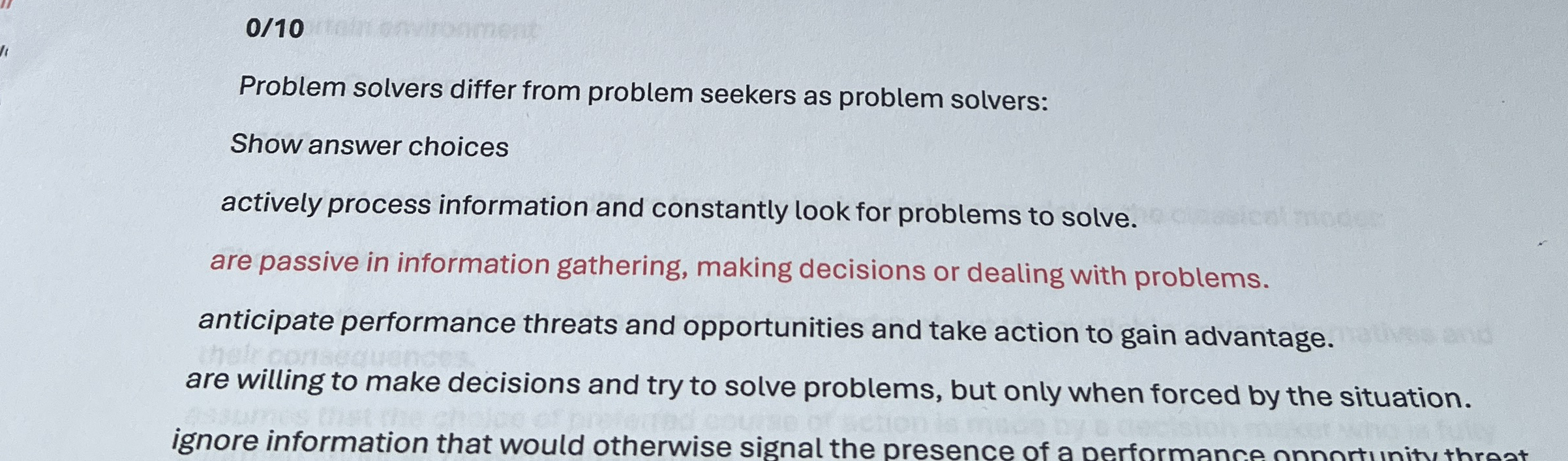 0 1 0 Problem solvers differ from problem seekers