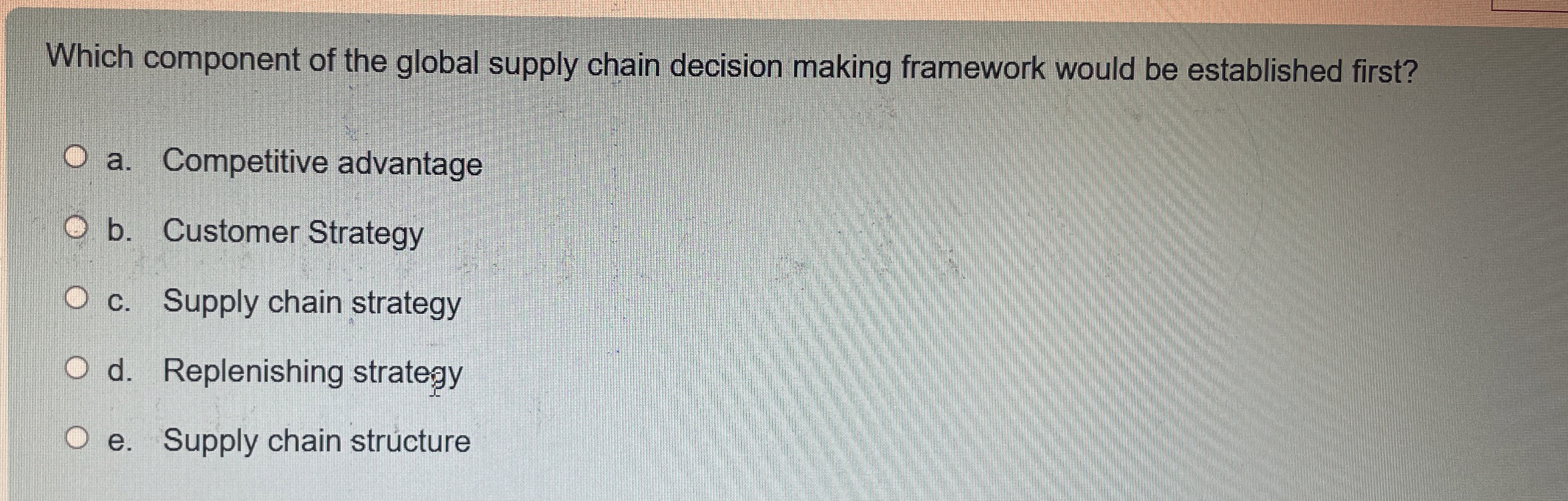 Which component of the global supply chain