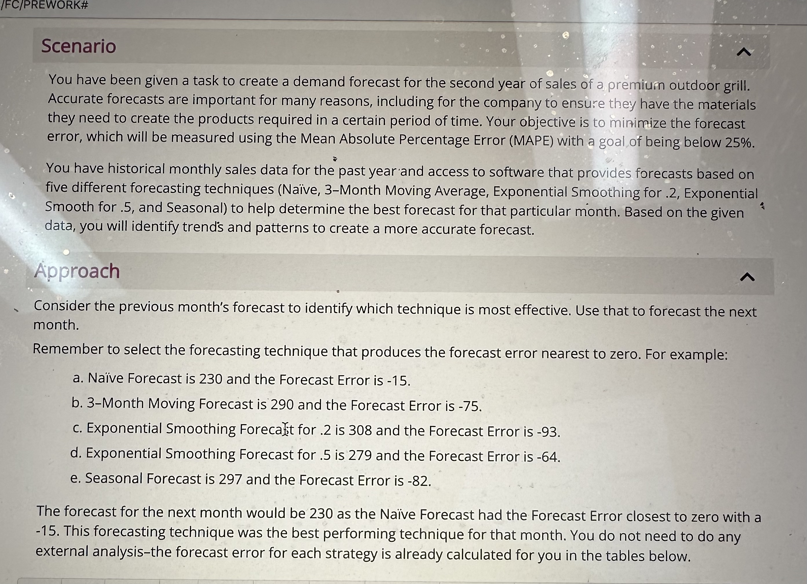 IFC / PREWORK# Scenario You have been given a
