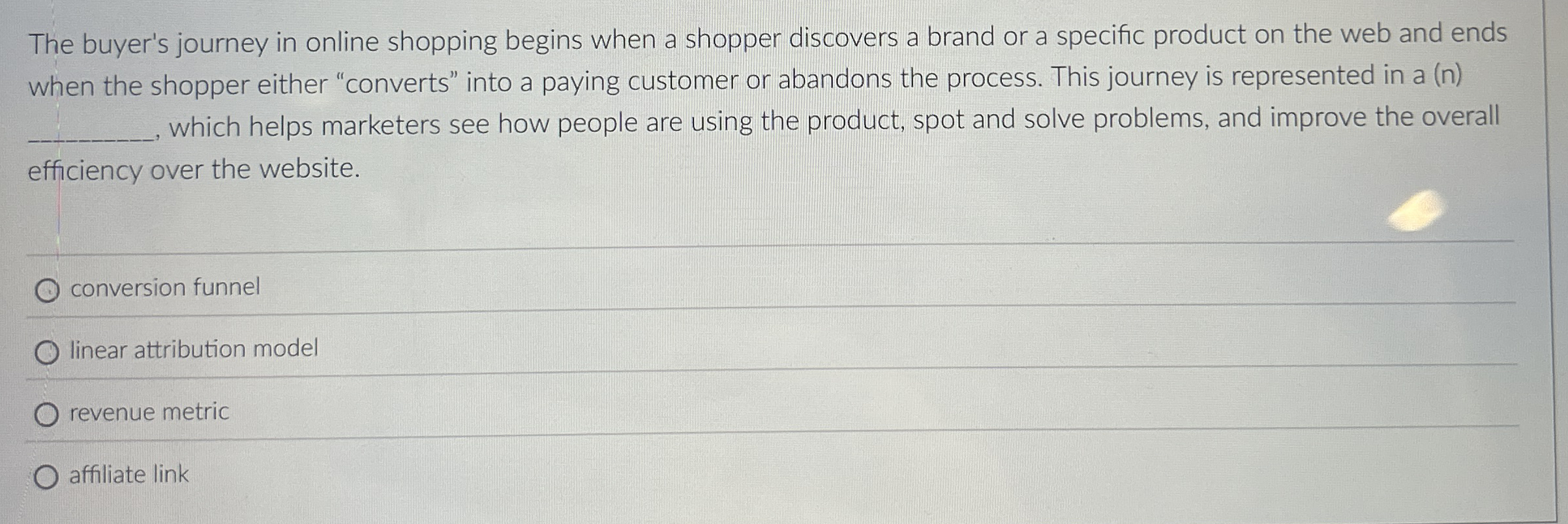 The buyer's journey in online shopping begins