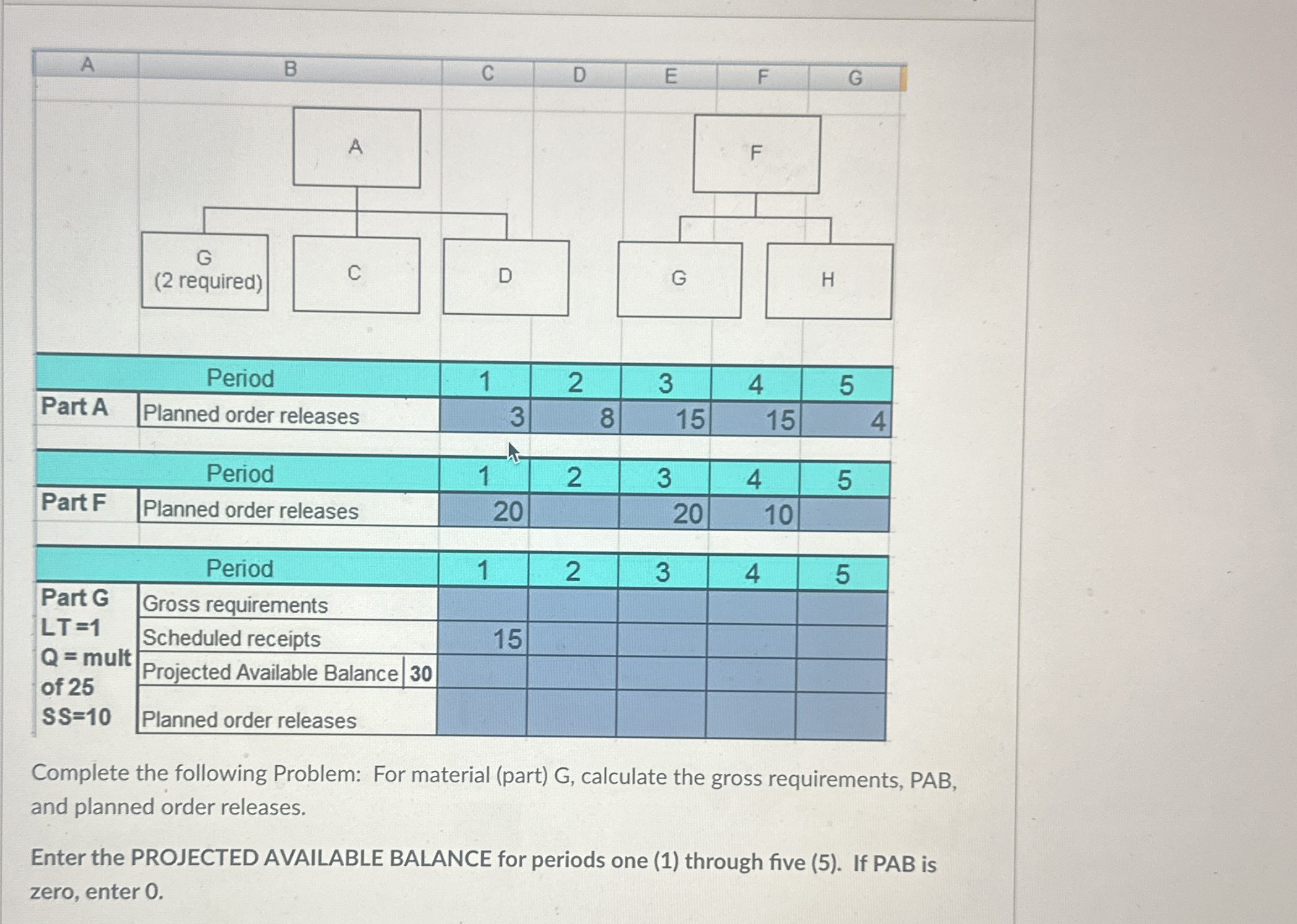 \ table [ [ A , B , C , D , E , F , G ] , [ , , D