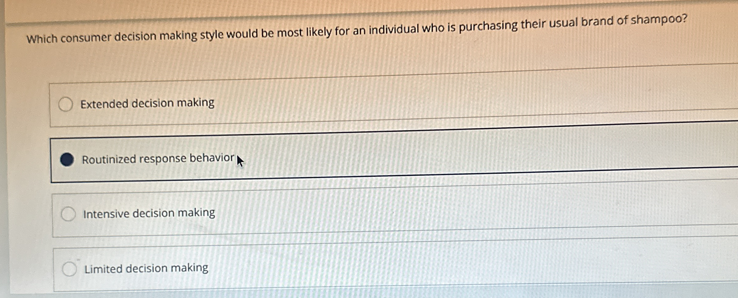 Which consumer decision making style would be