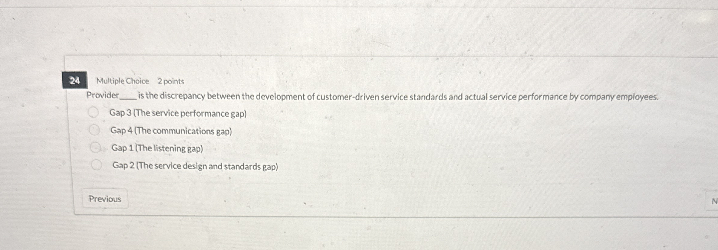 2 4 Multiple Choice 2 points Provider q , is the