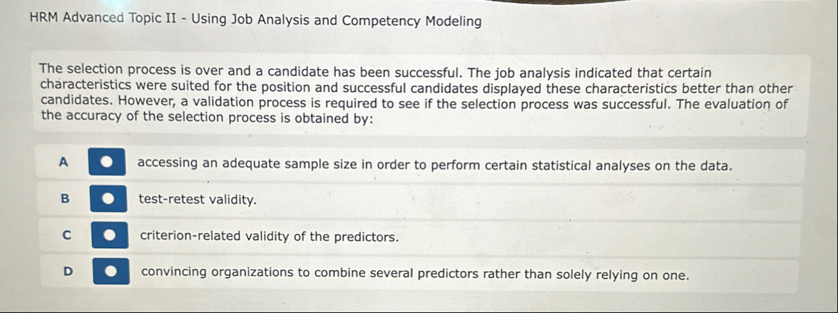 HRM Advanced Topic II - Using Job Analysis and