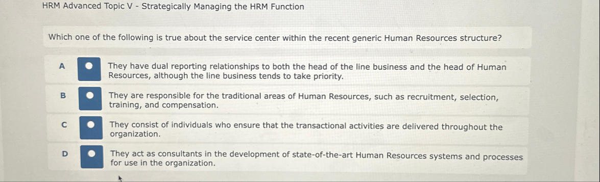HRM Advanced Topic V - Strategically Managing the