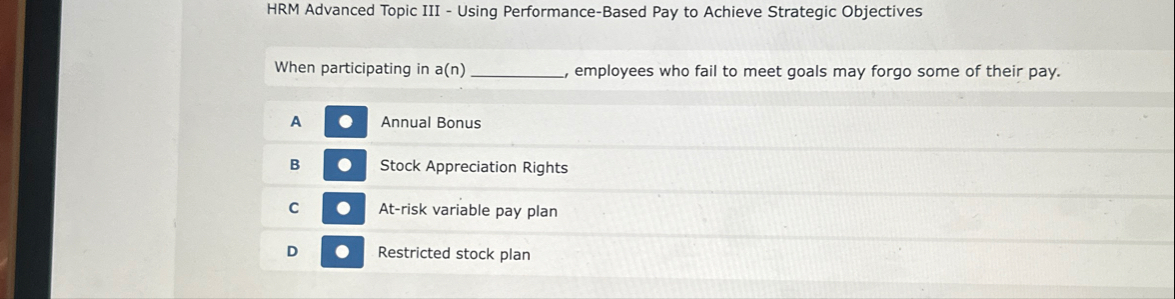 HRM Advanced Topic III - Using Performance -