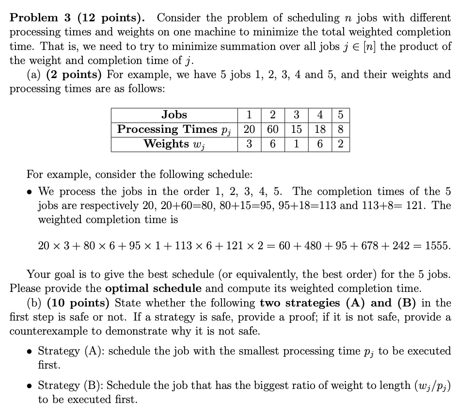 Problem 3 ( 1 2 points ) . Consider the problem
