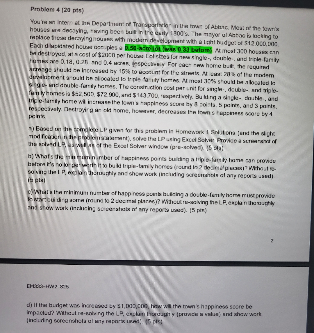 Problem 4 ( 2 0 pts ) You're an intern at the