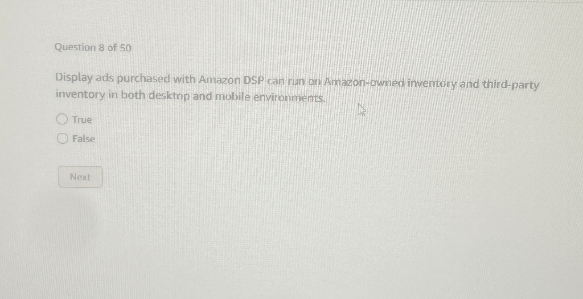 Question 8 of 5 0 Display ads purchased with