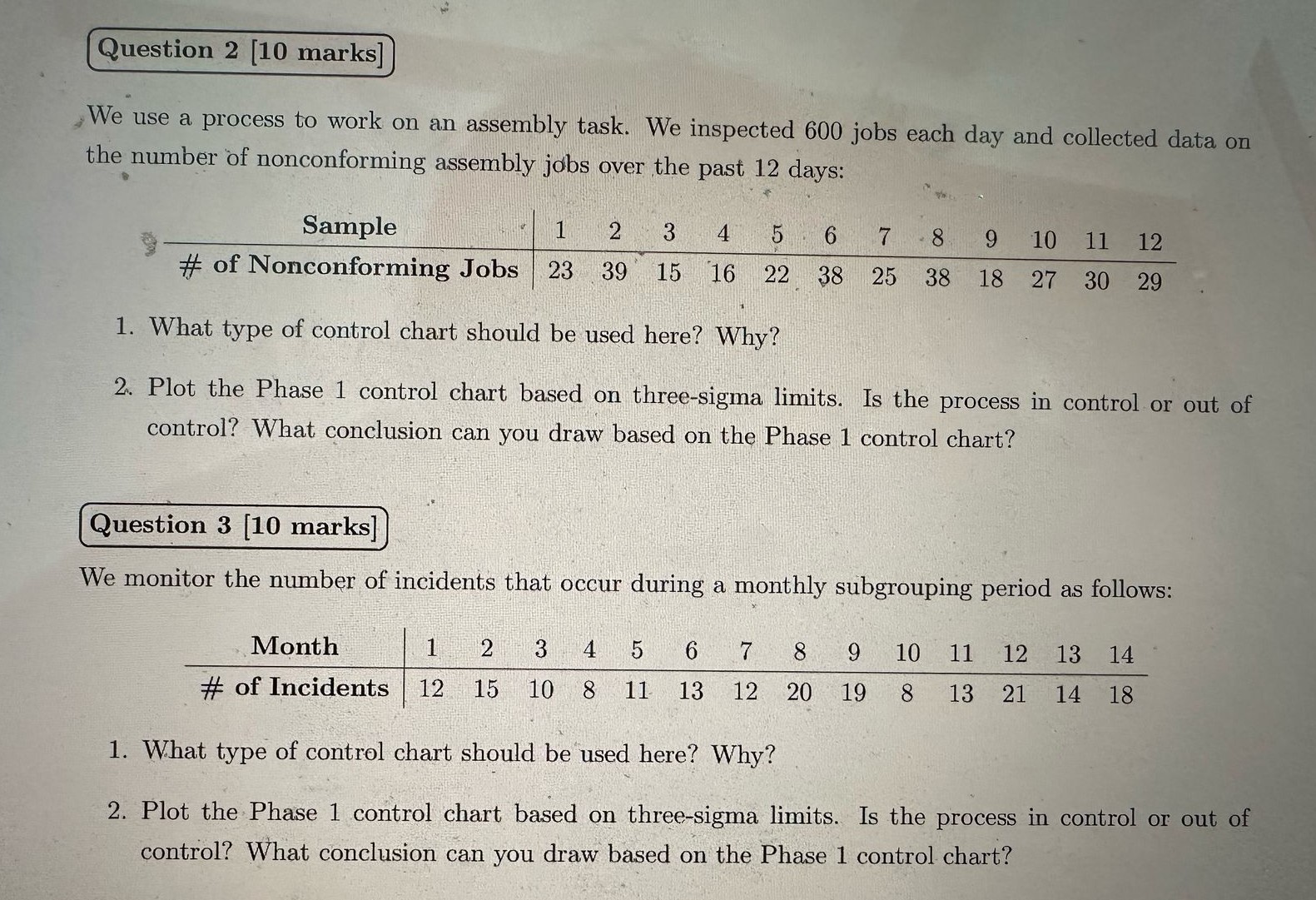 Question 2 [ 1 0 marks ] We use a process to work