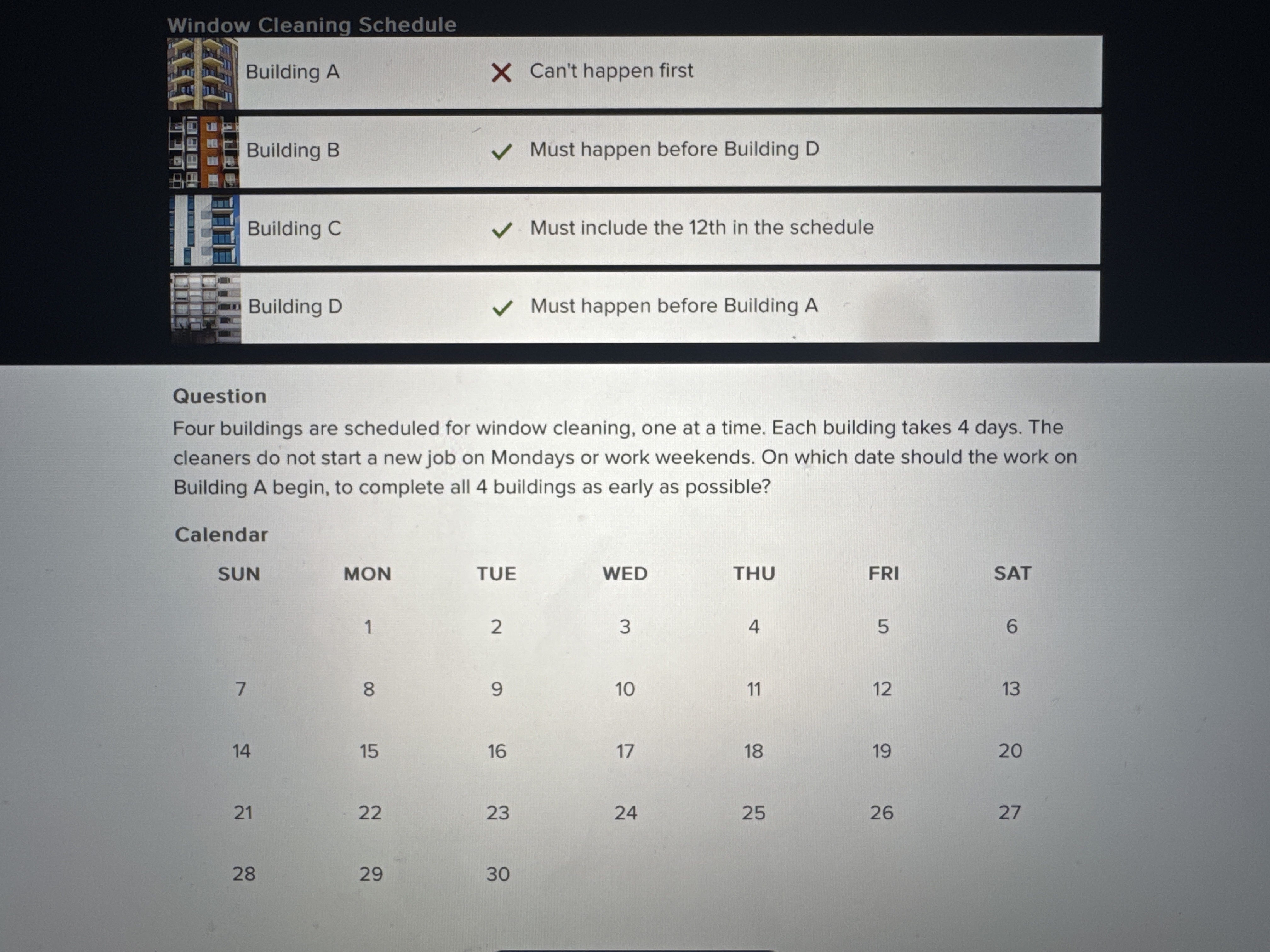 Window Cleaning Schedule Building A Can't happen