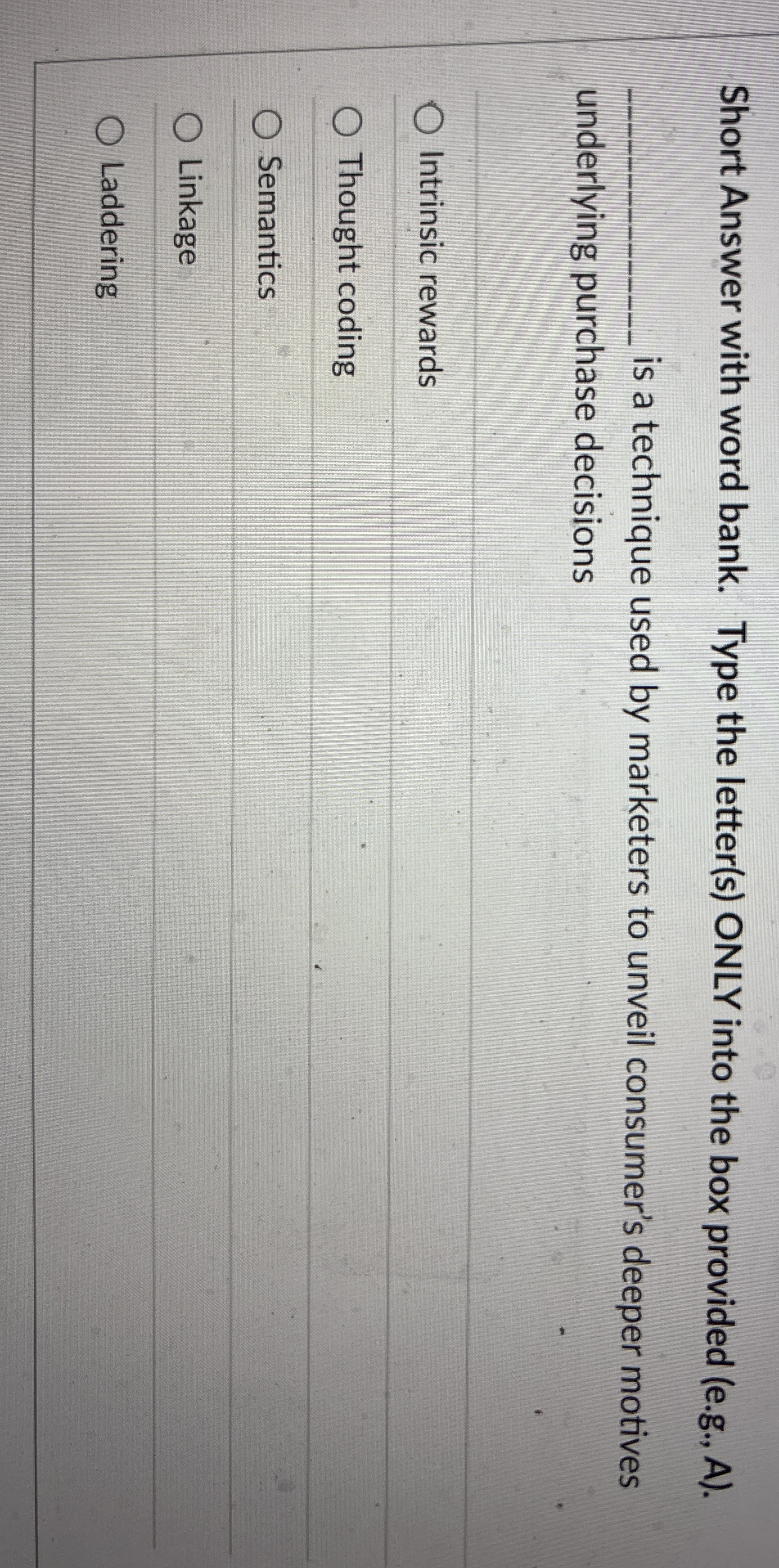 Short Answer with word bank. Type the letter ( s