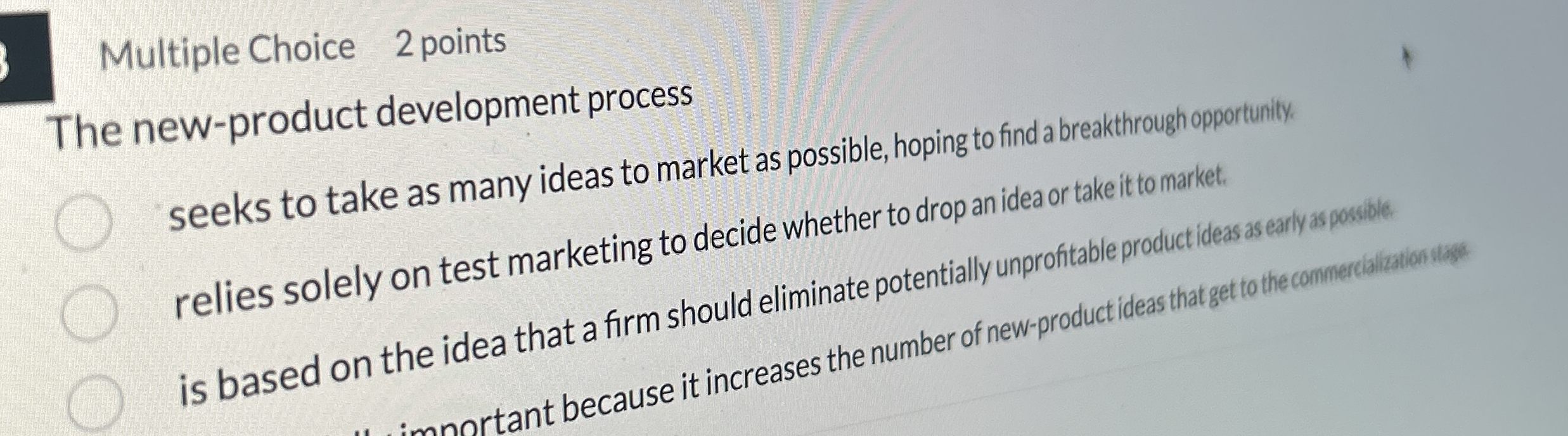 Multiple Choice 2 points The new - product