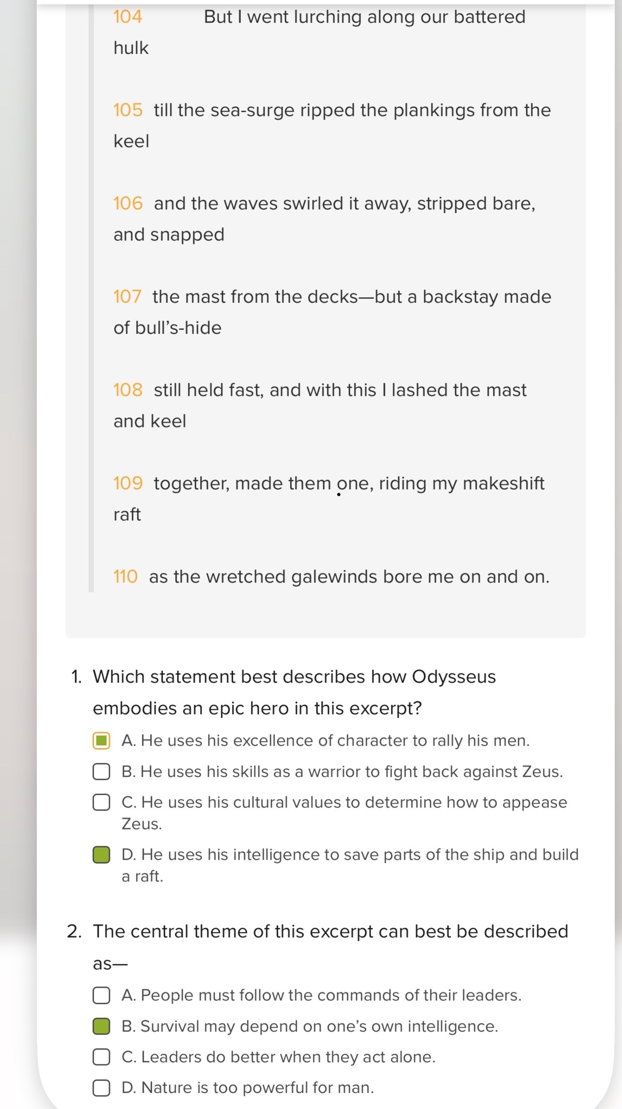1 0 4 But I went lurching along our battered hulk