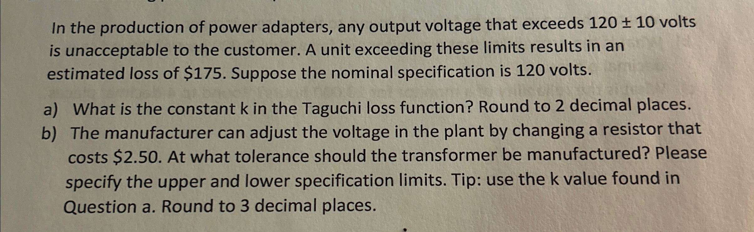 In the production of power adapters, any output