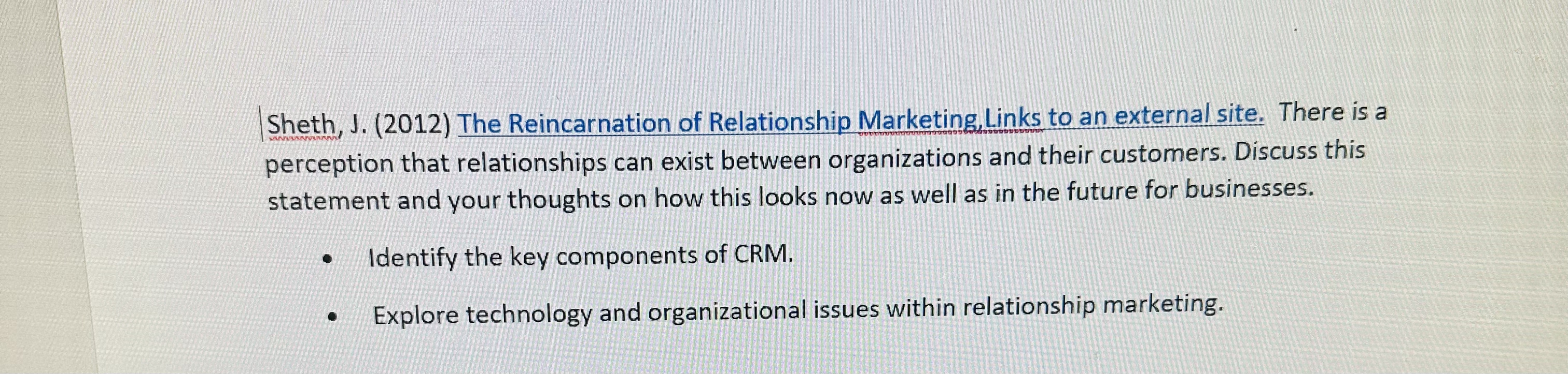 Sheth, J . ( 2 0 1 2 ) The Reincarnation of