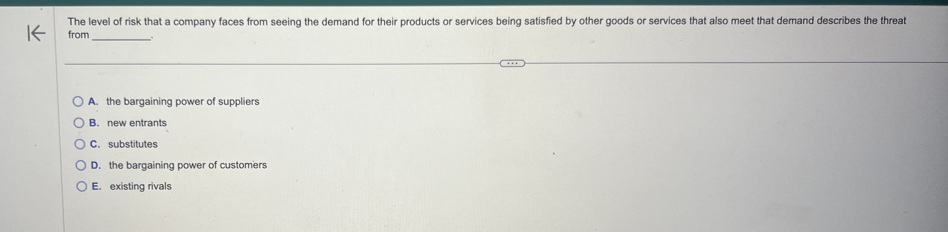 The level of risk that a company faces from