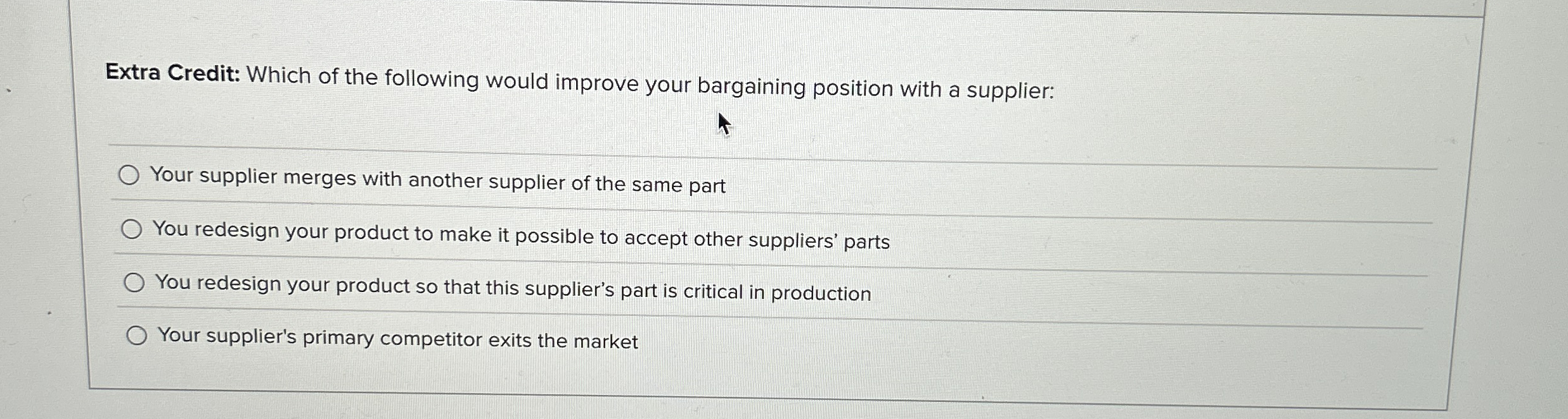 Extra Credit: Which of the following would