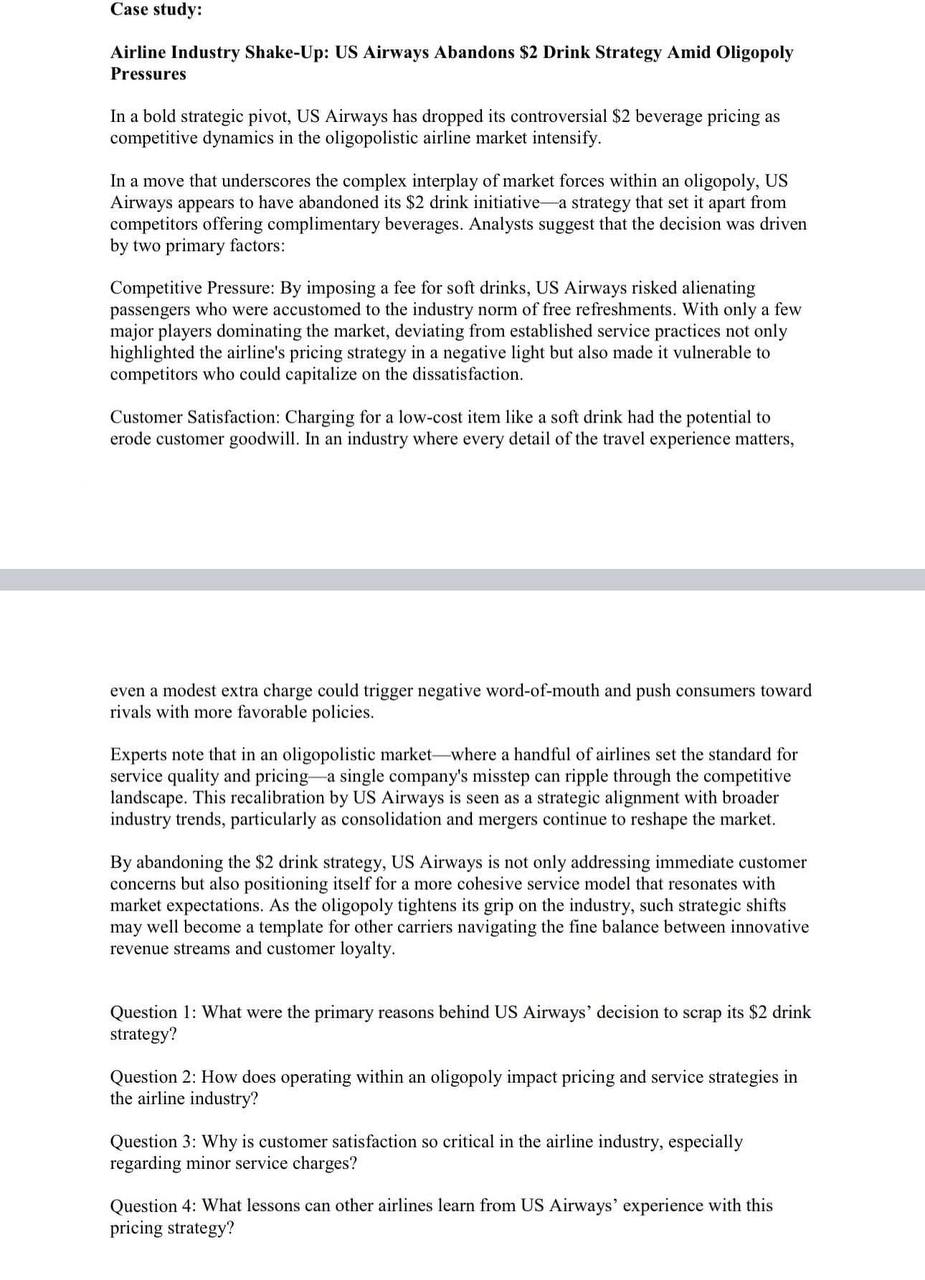 Case study: Airline Industry Shake - Up: US