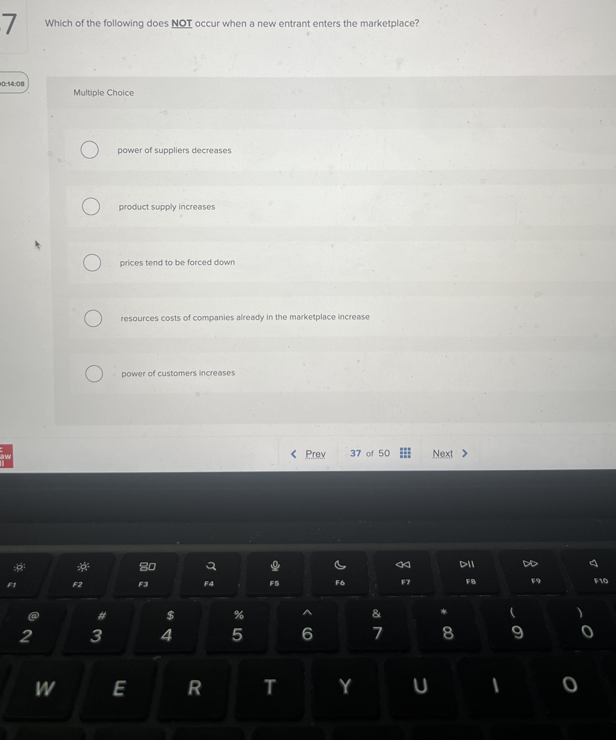 7 Which of the following does NOT occur when a