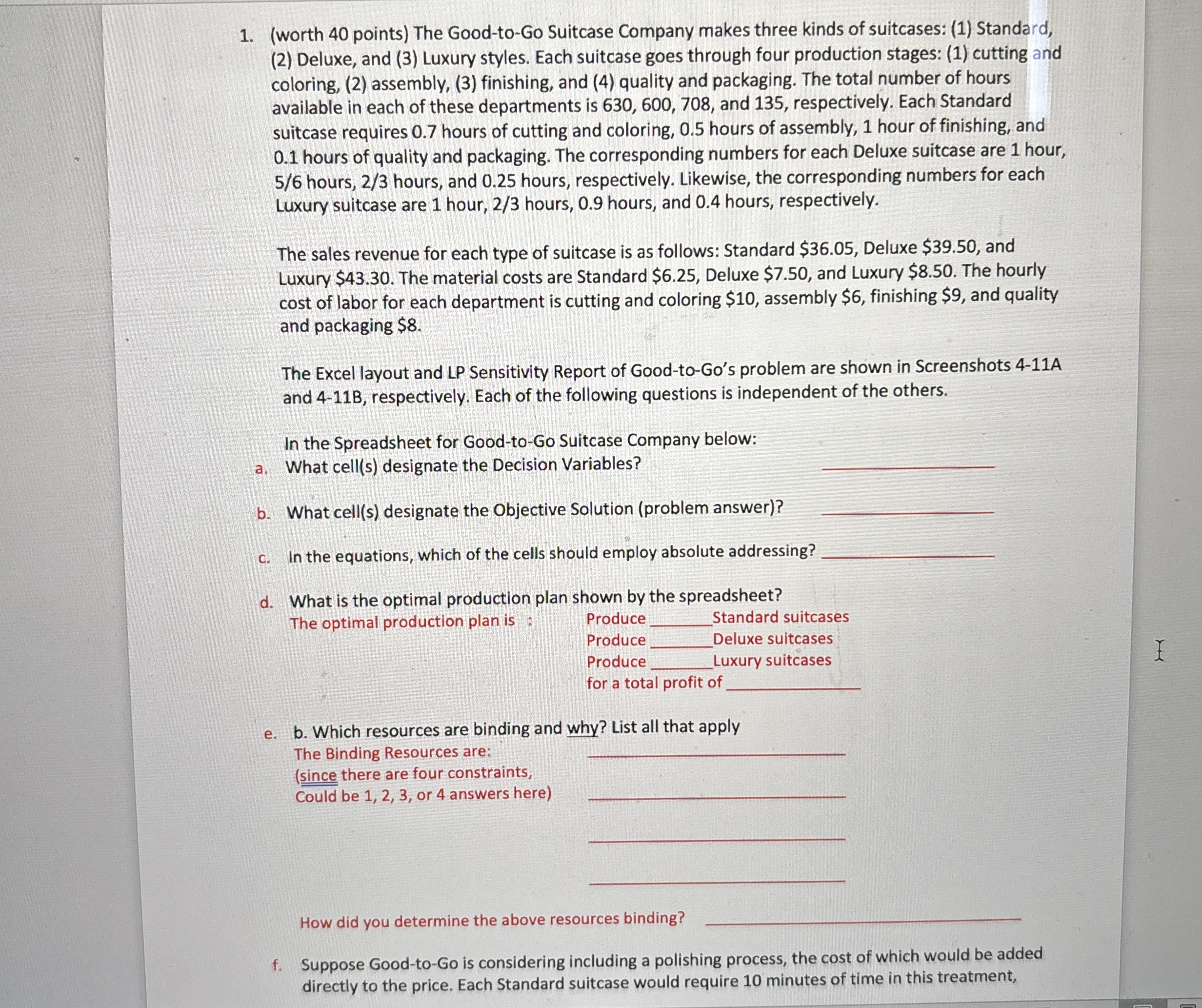 ( worth 4 0 points ) The Good - to - Go Suitcase