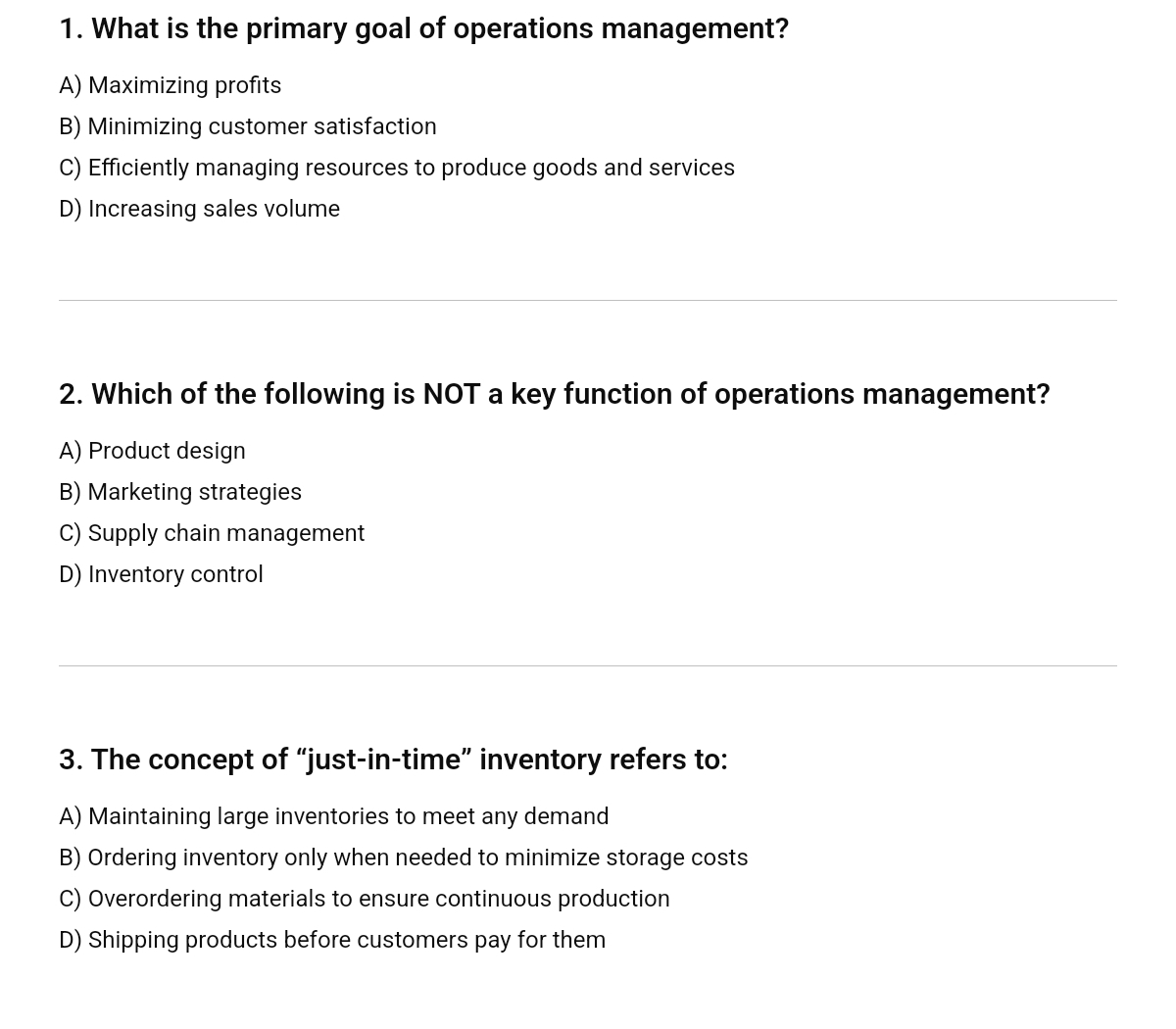 1 . What is the primary goal of operations