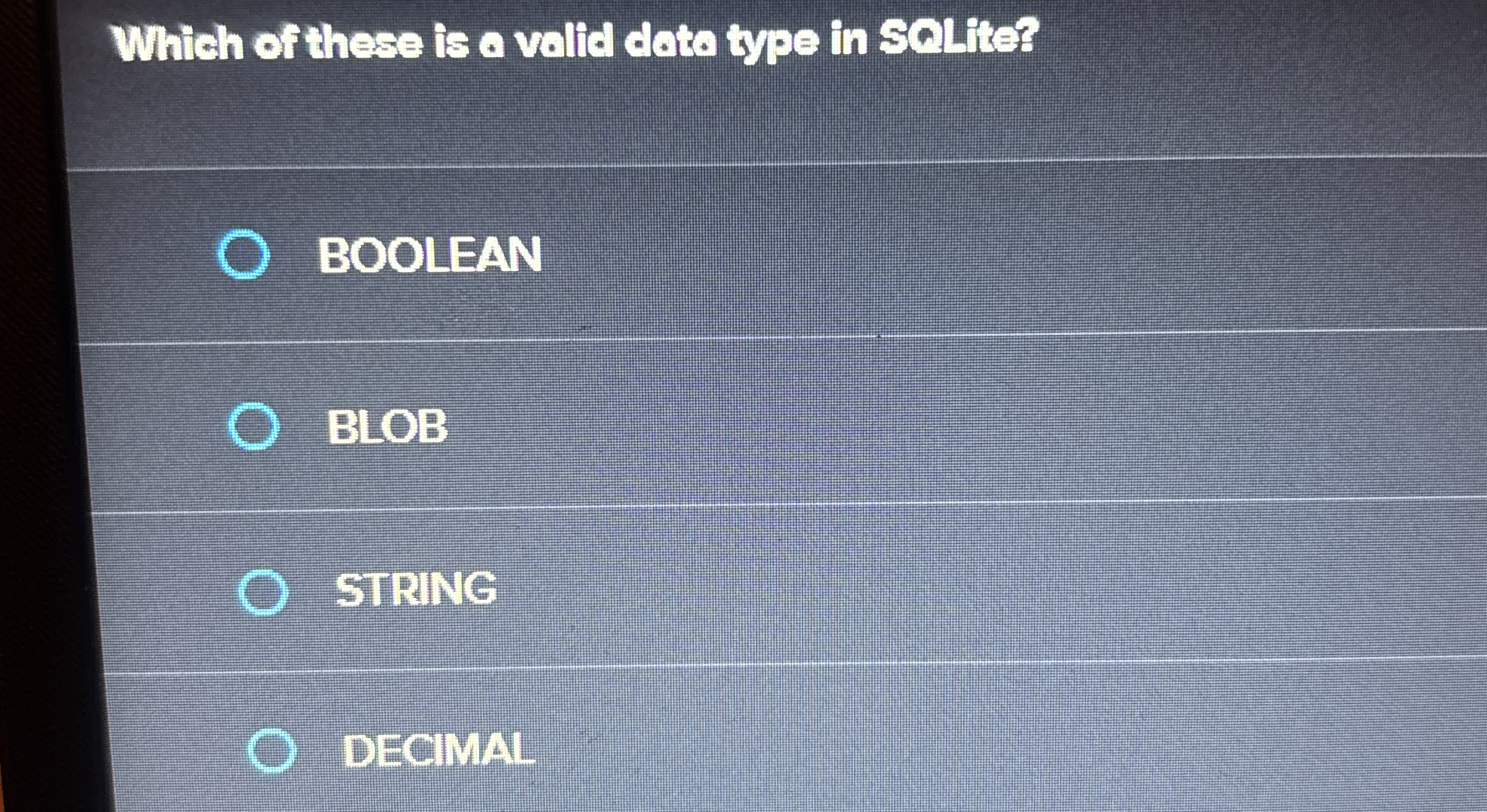 Which of these is a valid data type in Salite?