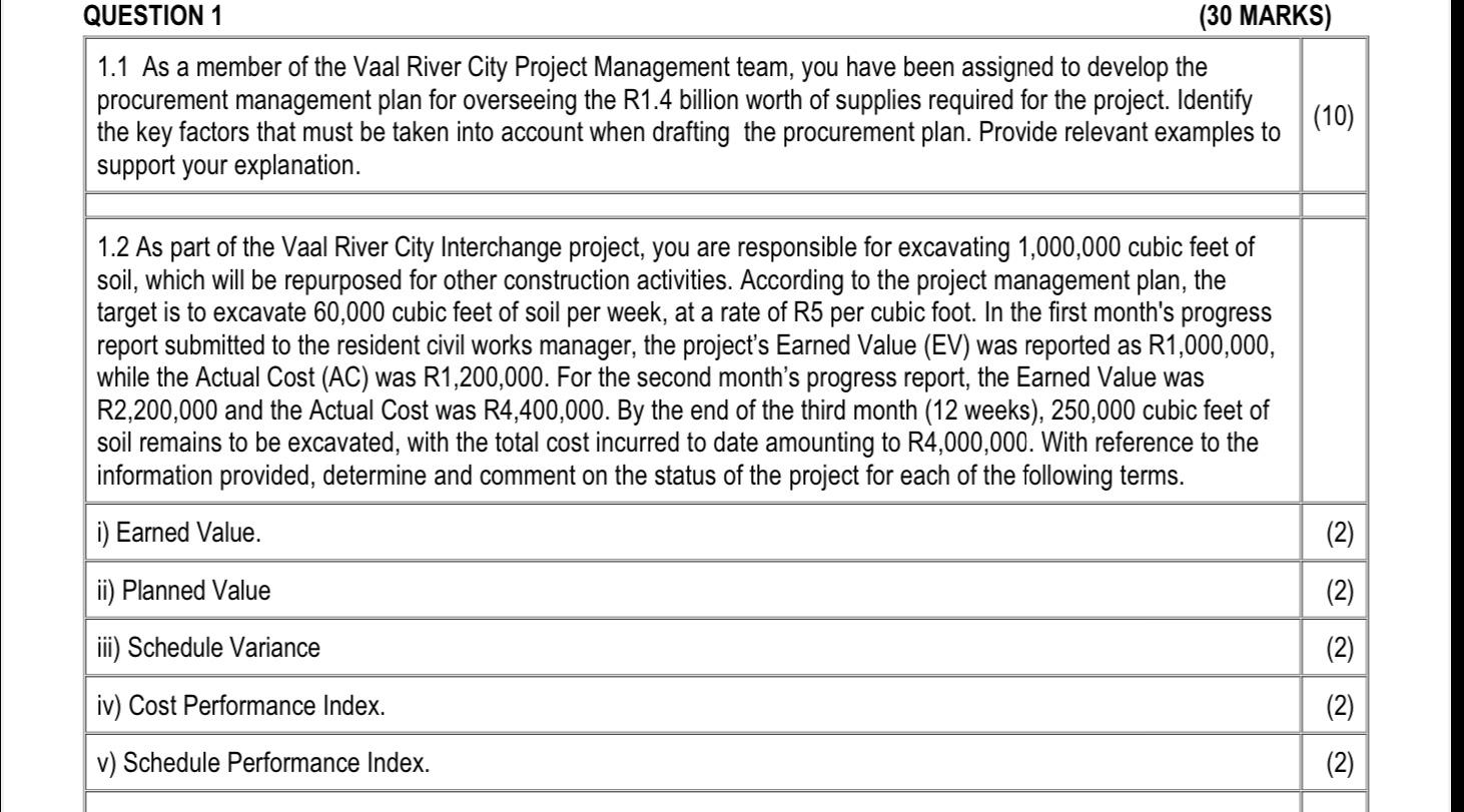 QUESTION 1 ( 3 0 MARKS ) \ table [ [ \ table [ [