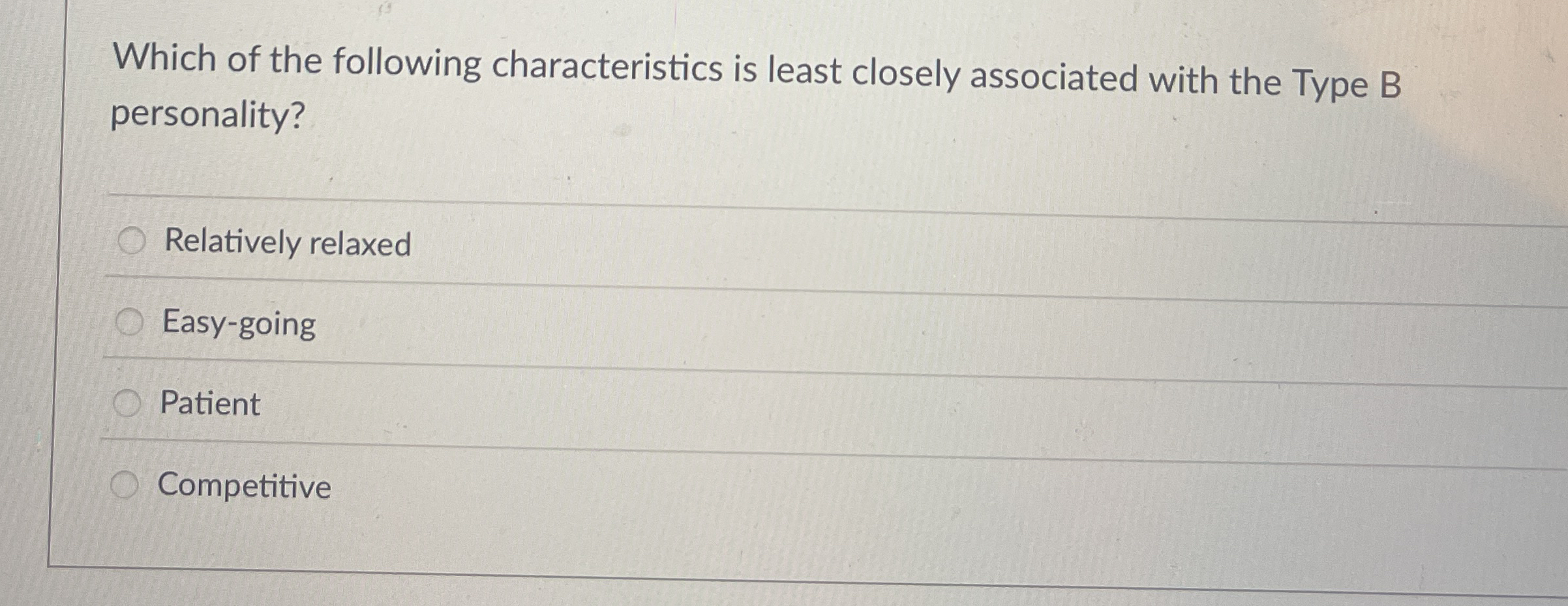 Which of the following characteristics is least