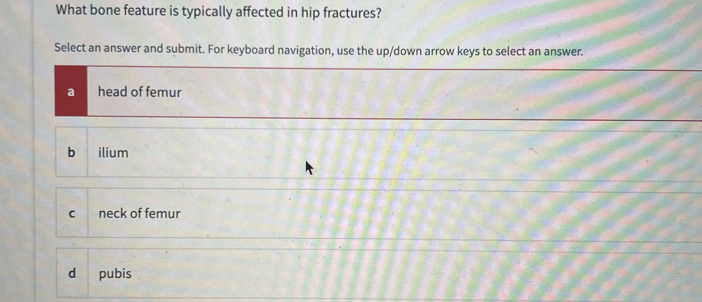 What bone feature is typically affected in hip