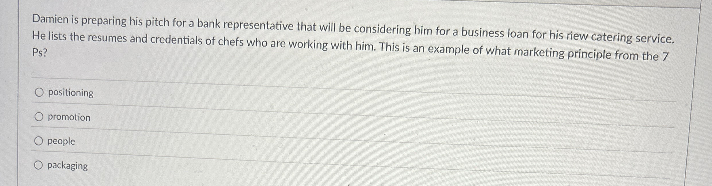 Damien is preparing his pitch for a bank