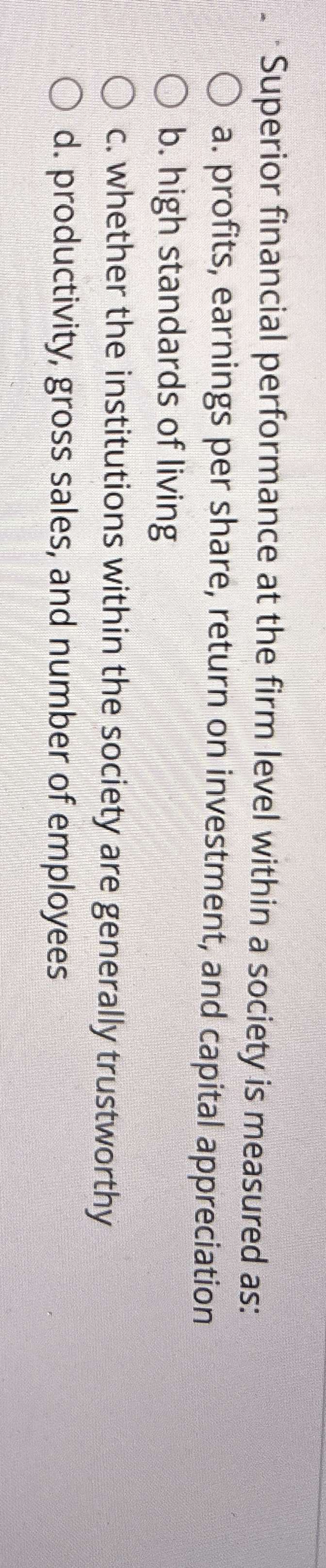 Superior financial performance at the firm level