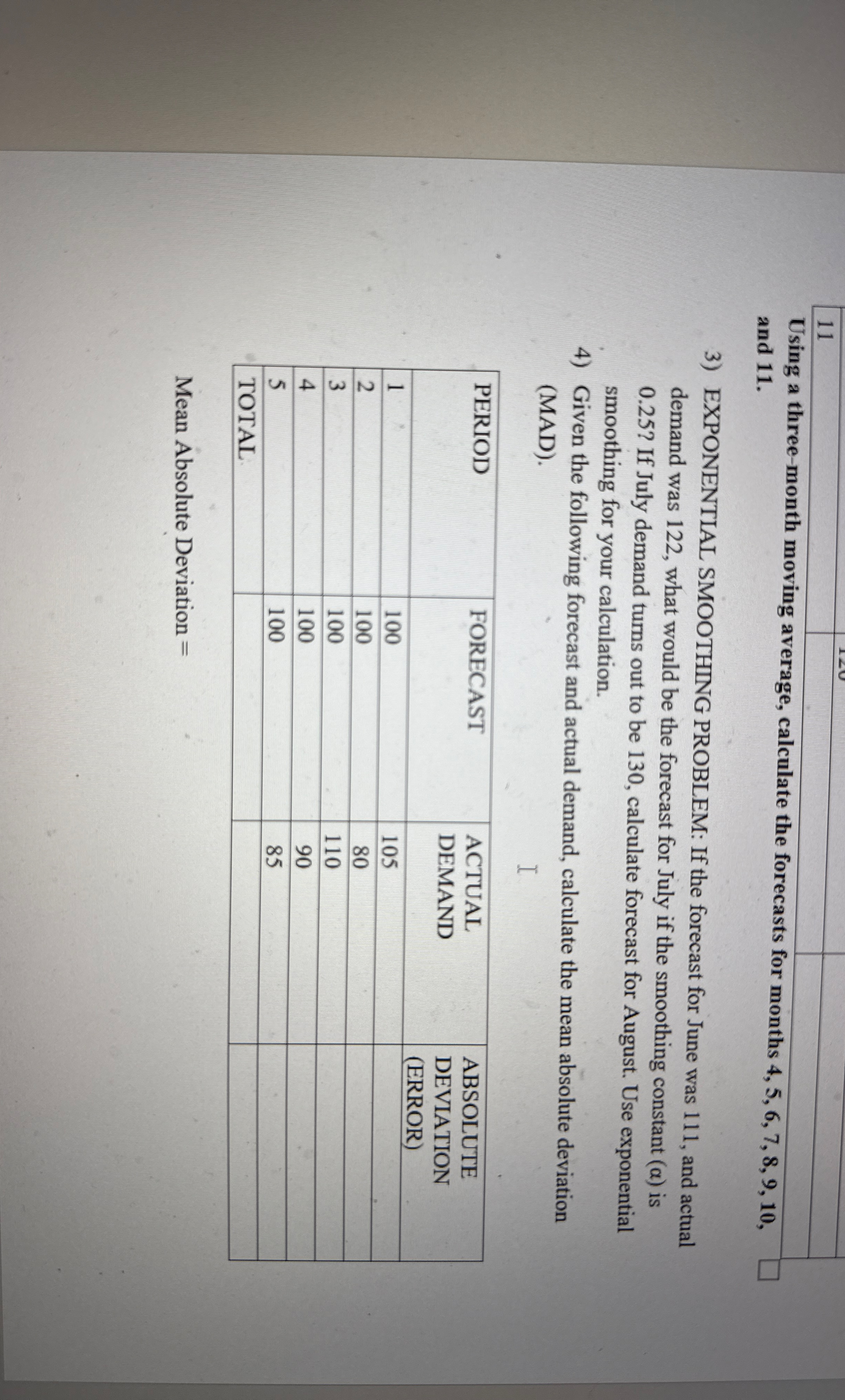 1 1 Using a three - month moving average,