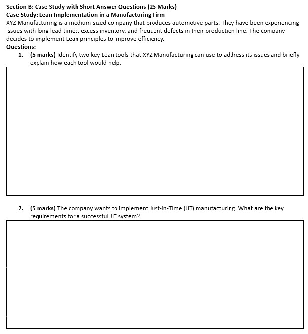 Section B: Case Study with Short Answer Questions