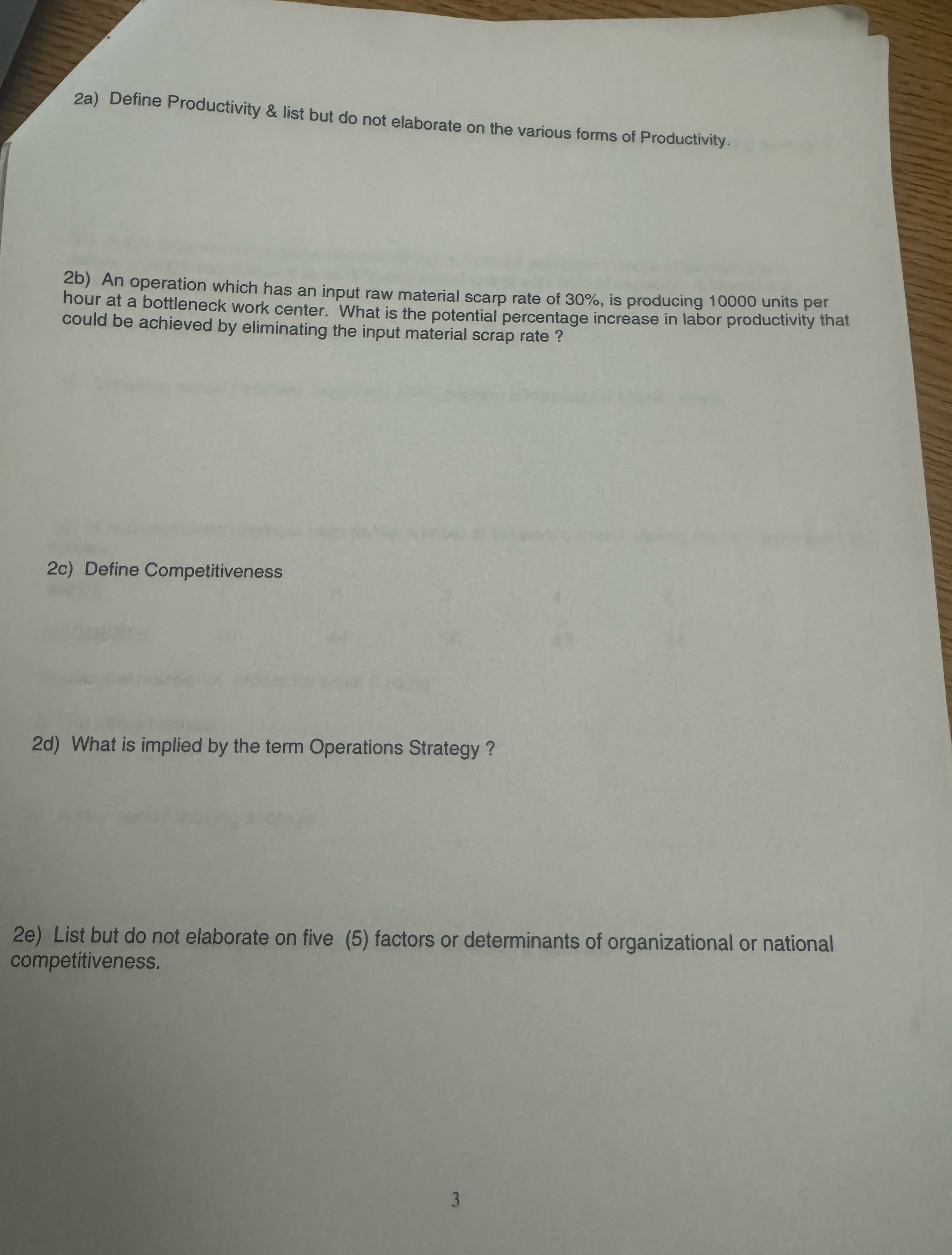 Steps for 2 a ) Define Productivity & list but do