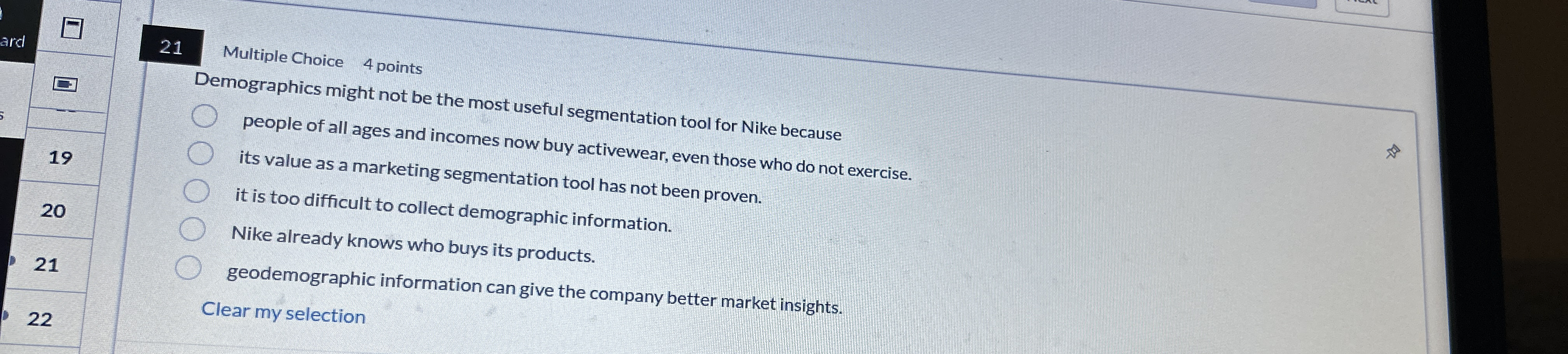 2 1 Multiple Choice 4 points Demographics might