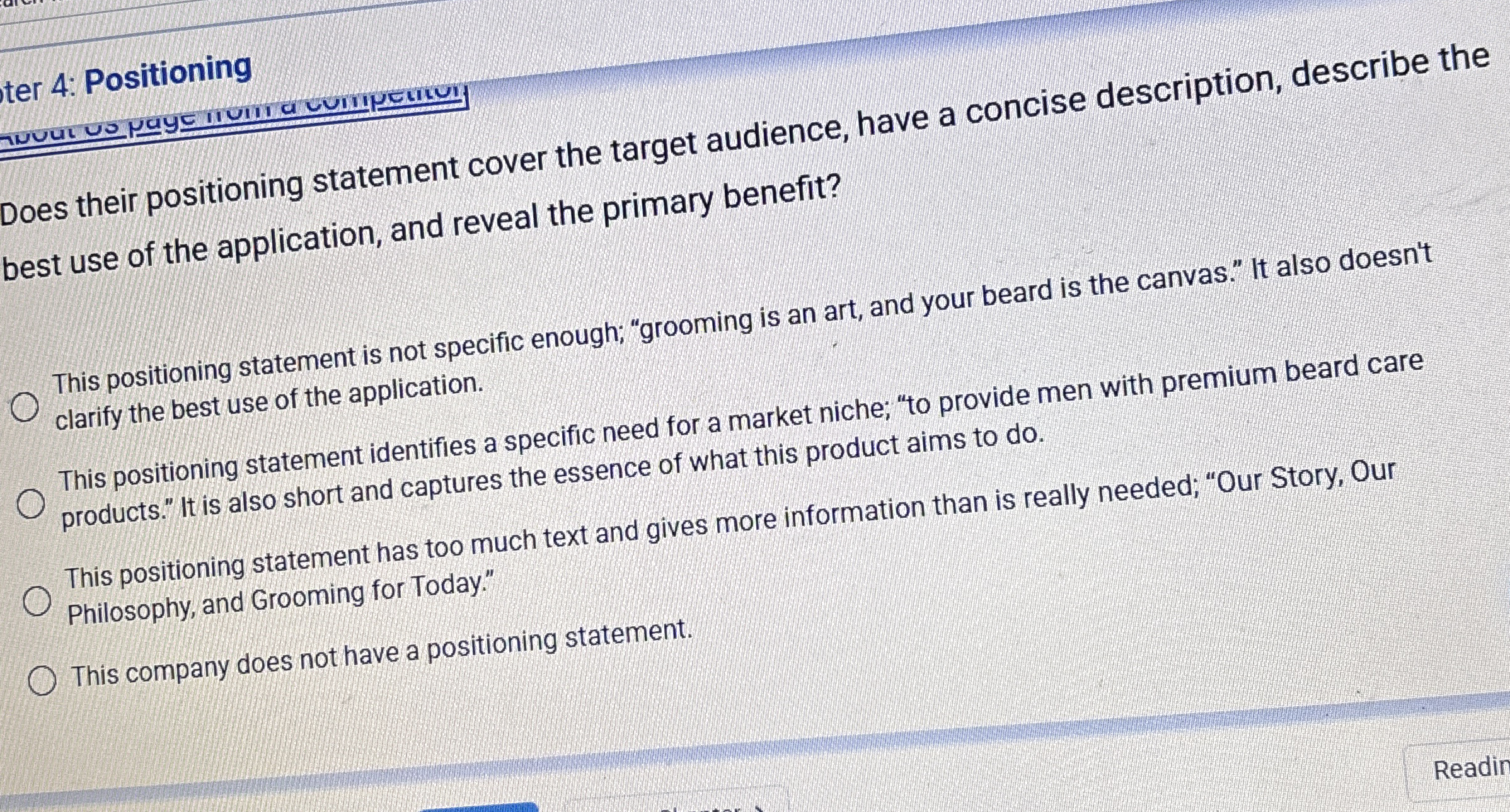 Does their positioning statement cover the target