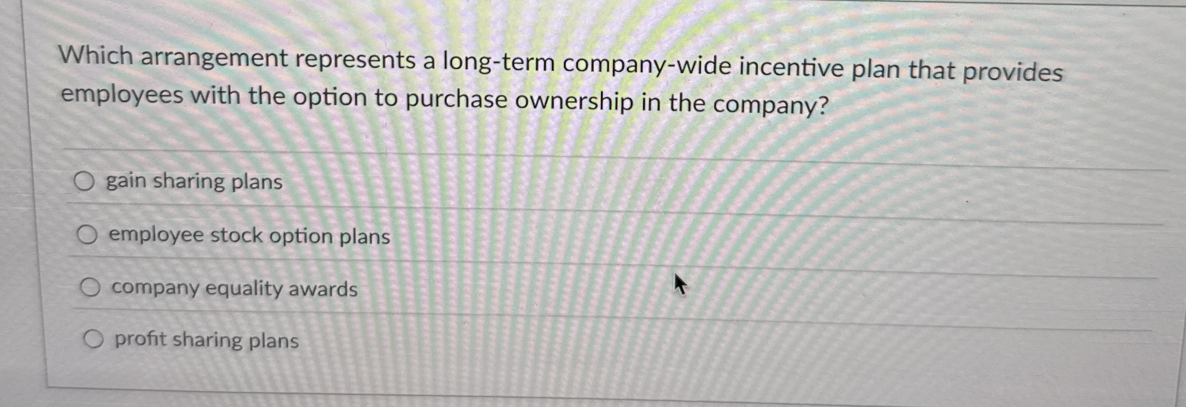 Which arrangement represents a long - term