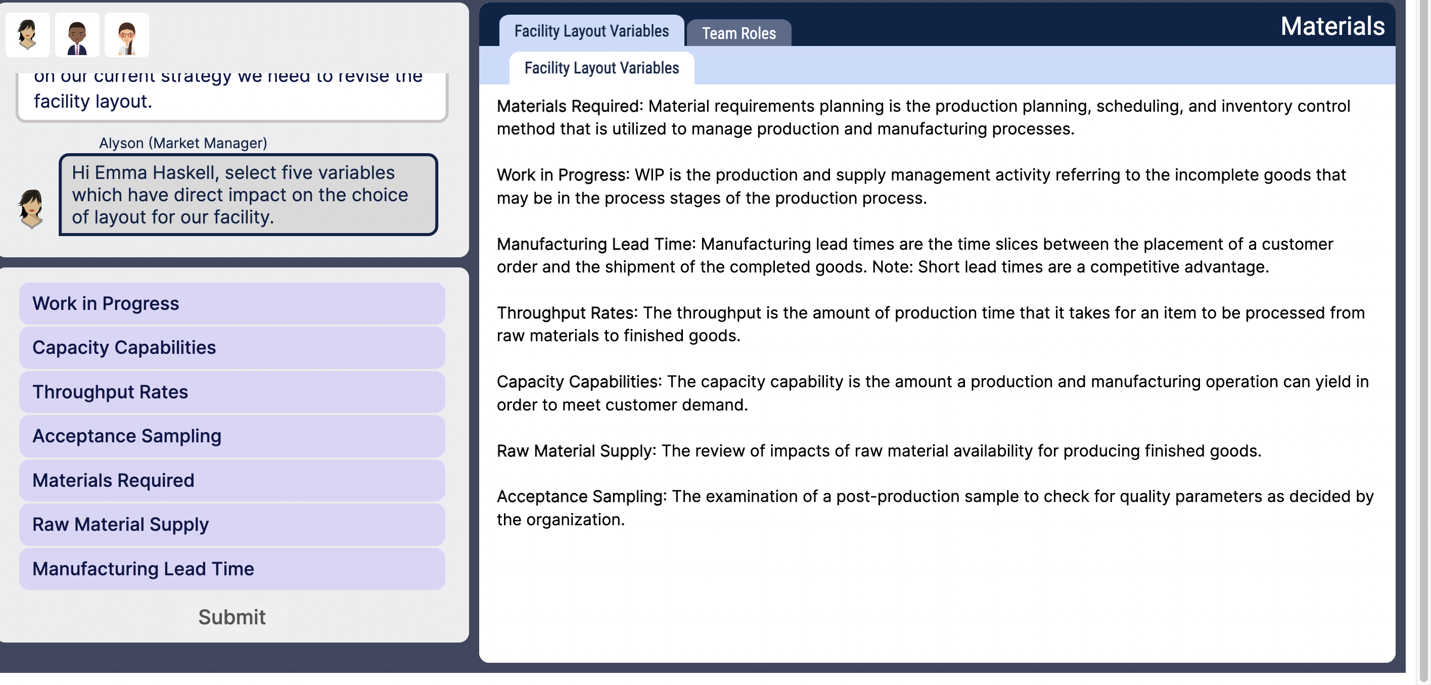 Facility Layout Variables facility layout. Alyson
