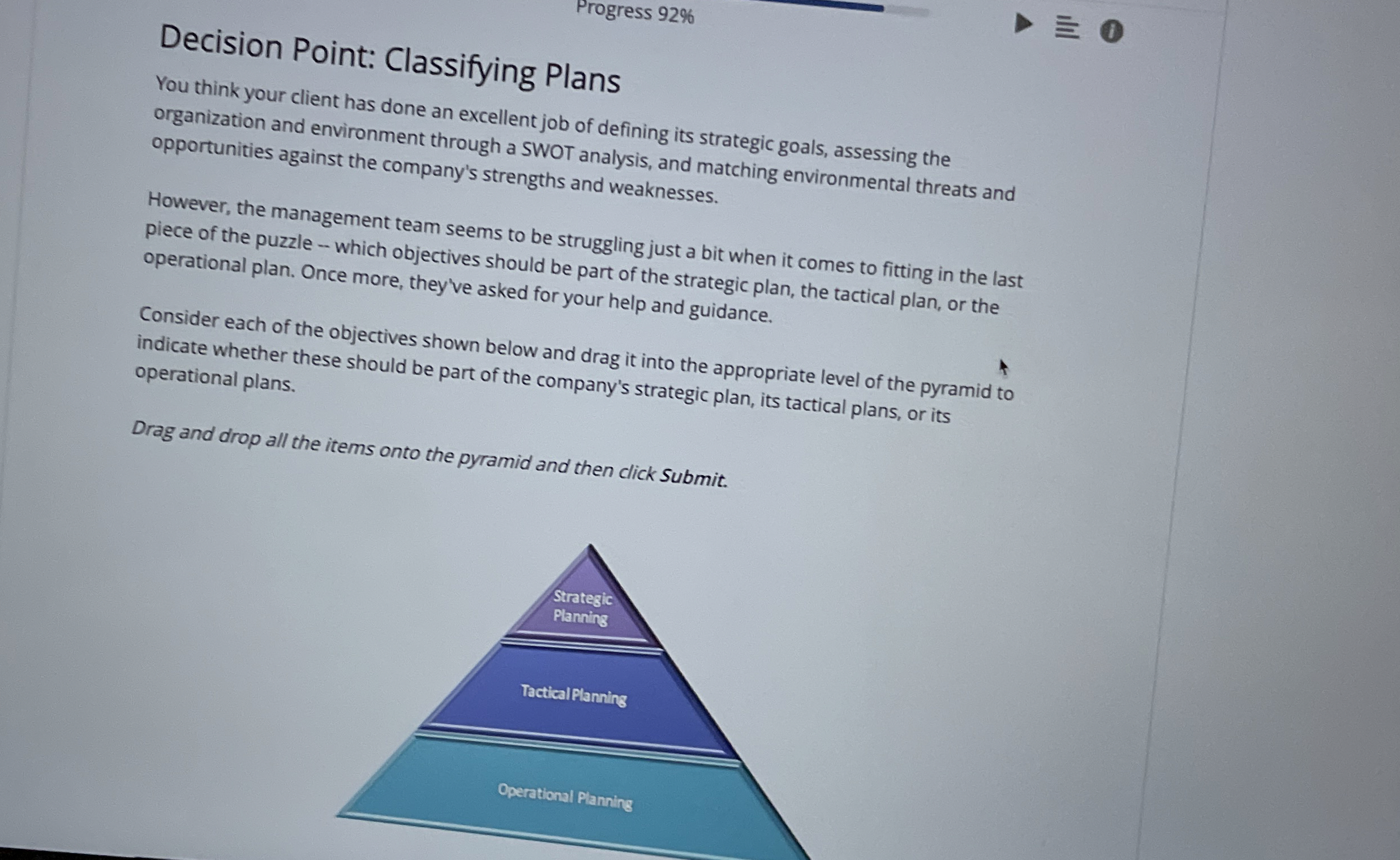 Progress 9 2 % Decision Point: Classifying Plans