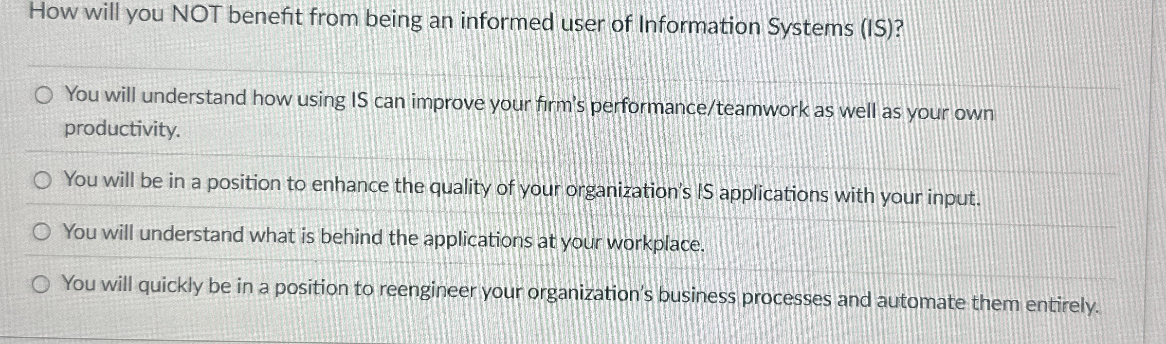 How will you NOT benefit from being an informed