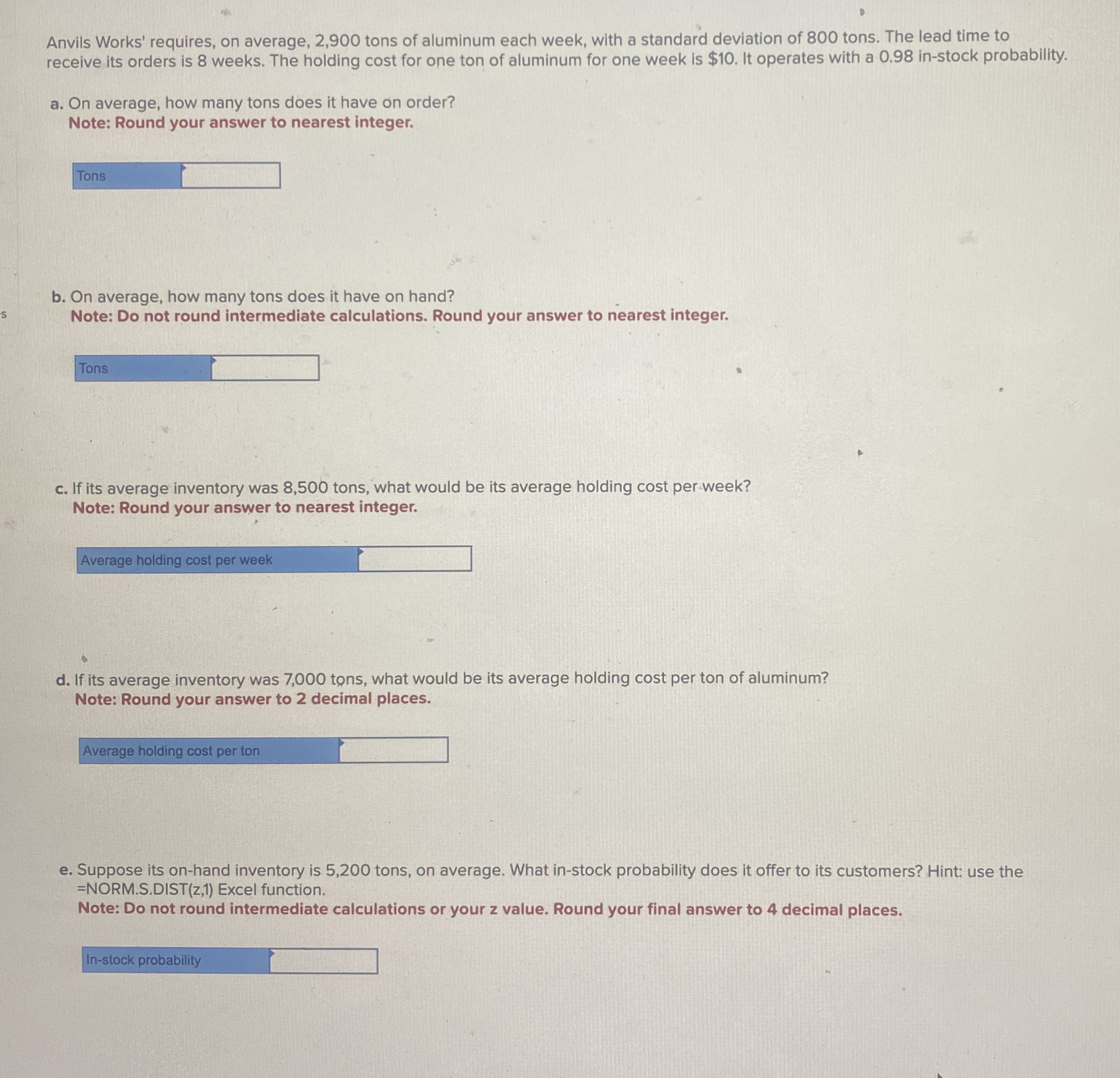 Anvils Works' requires, on average, 2 , 9 0 0