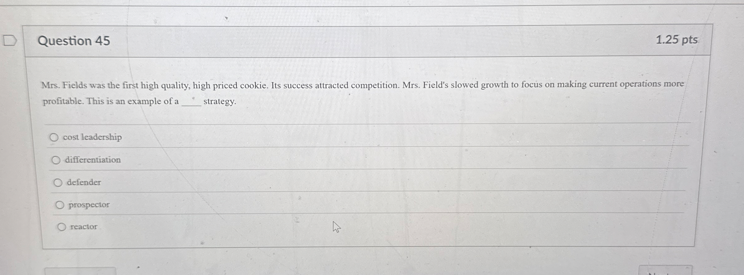 Question 4 5 1 . 2 5 pts Mrs . Fields was the